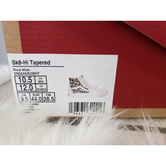 NEW‎ Vans Size 12 Women's Sk8-Hi Tapered Retro White Floral Sneakers Hippie Boho - Picture 8 of 9